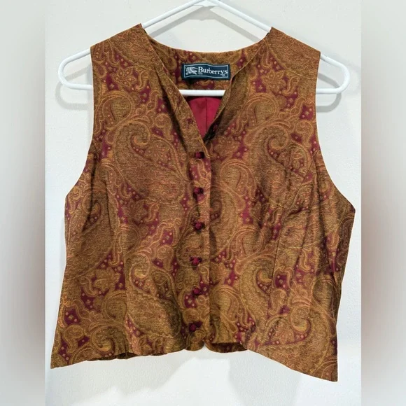 Vintage Burberry Paisley Vest. Size medium - Picture 4 of 7